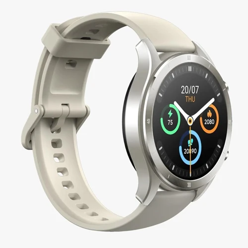 Realme R100 Smart Watch, 1.32 Inch Metal Dial, Standard, Fashion with White Stra