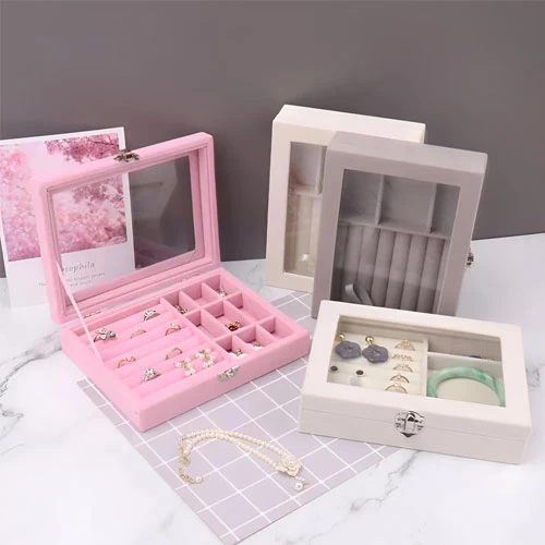 Portable Velvet Jewelry Organizer with Jewelry Stand and Container, Ideal for Or
