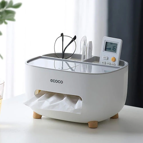 tissue box cover holder with storage, napkin tissue box, multi-function tissue b