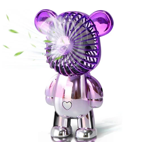 YOGAI Office Mini Fan Cute Bear Quiet Fan with USB Charging 3 Speed ​​High Air F