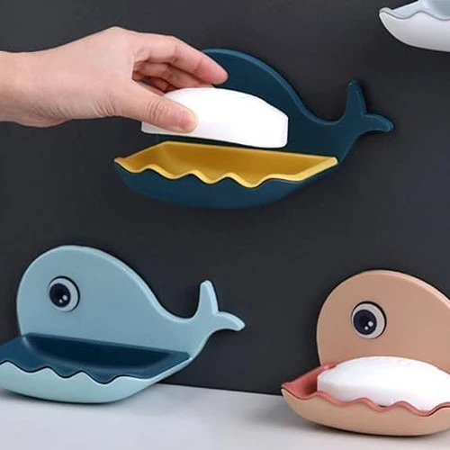 Whale Design Wall Mounted Soap Dispenser, Bathroom Soap Holder Tray