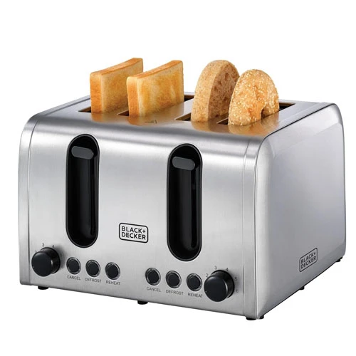 Black & Decker 2100W 4-Slice Stainless Steel Toaster, Silver/Black