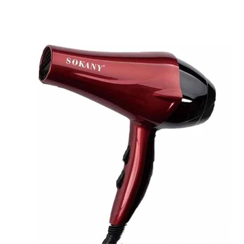 Sokany Hair Dryer, Red with Printed Pattern
