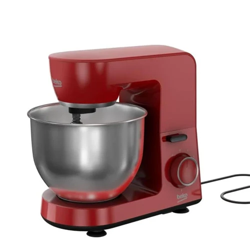 Beko 1500W Stand Mixer, 6 Speeds + Pulse, 5L Stainless Steel Bowl, Red
