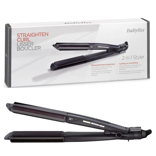 BaByliss 2-in-1 Wet & Dry 235°C Straightener & Curler, Ceramic, Black
